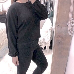 Sundays Two black pullover crop sweatshirt